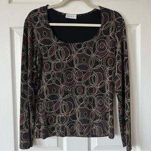 Vintage 90s Vibe Long Sleeve Metallic Swirls Top
